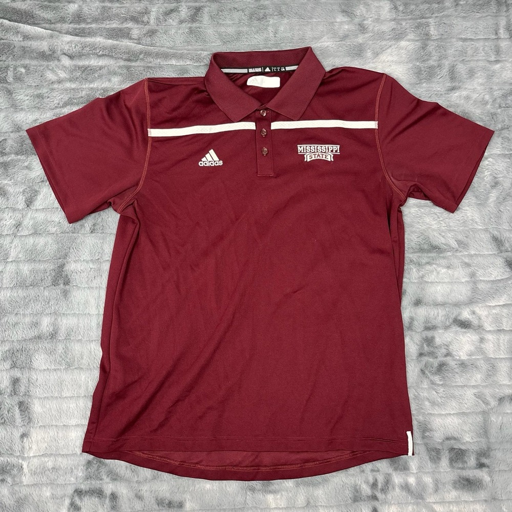 Adidas Mississippi State Bulldogs Mens Maroon Performance Polo Shirt 1866A Large